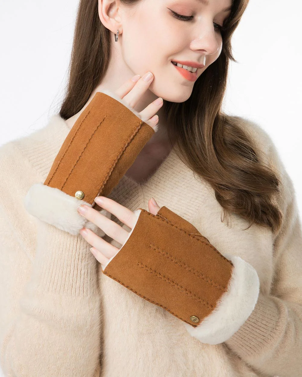 Fingerless Sheepskin Gloves - Image 2